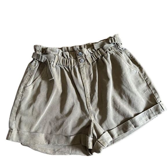 Forever 21 Olive green paperbag waist high rise shorts 1X NWT - Picture 1 of 8